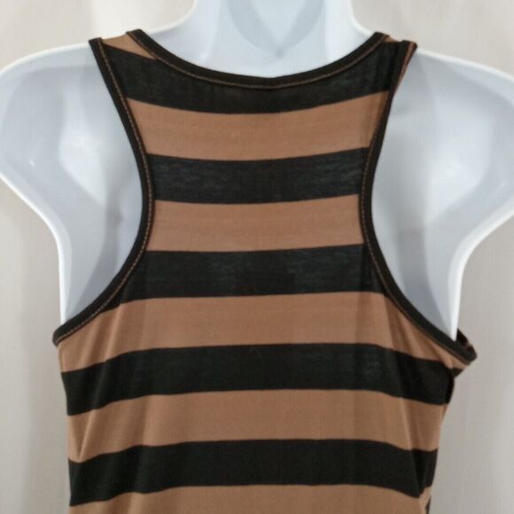Cristinalove Dress Women's Size Medium Stretchy Striped Black Brown - Picture 7 of 13